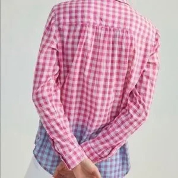 Anthropologie | Pilcro  Western Button Shirt Deb Pink Gingham Ombre Size Small - Picture 3 of 8